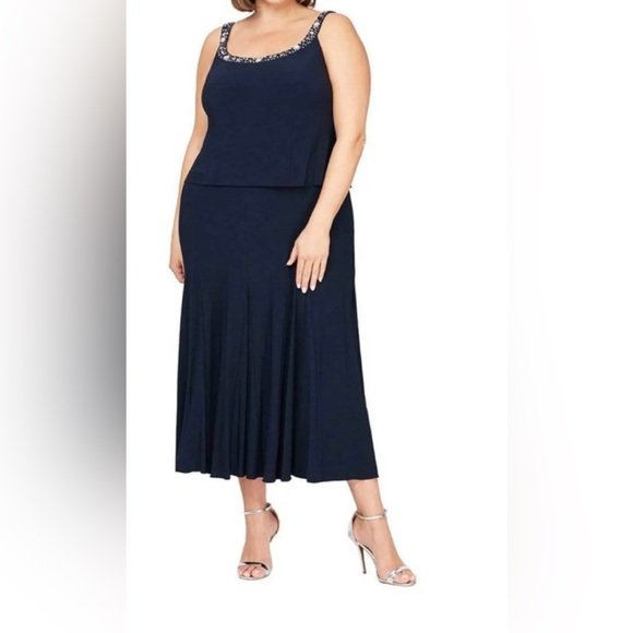 NWT Alex Evenings - 435372 Plus Size Sleeveless A-Line Dress 18W (No jacket) - Picture 1 of 15